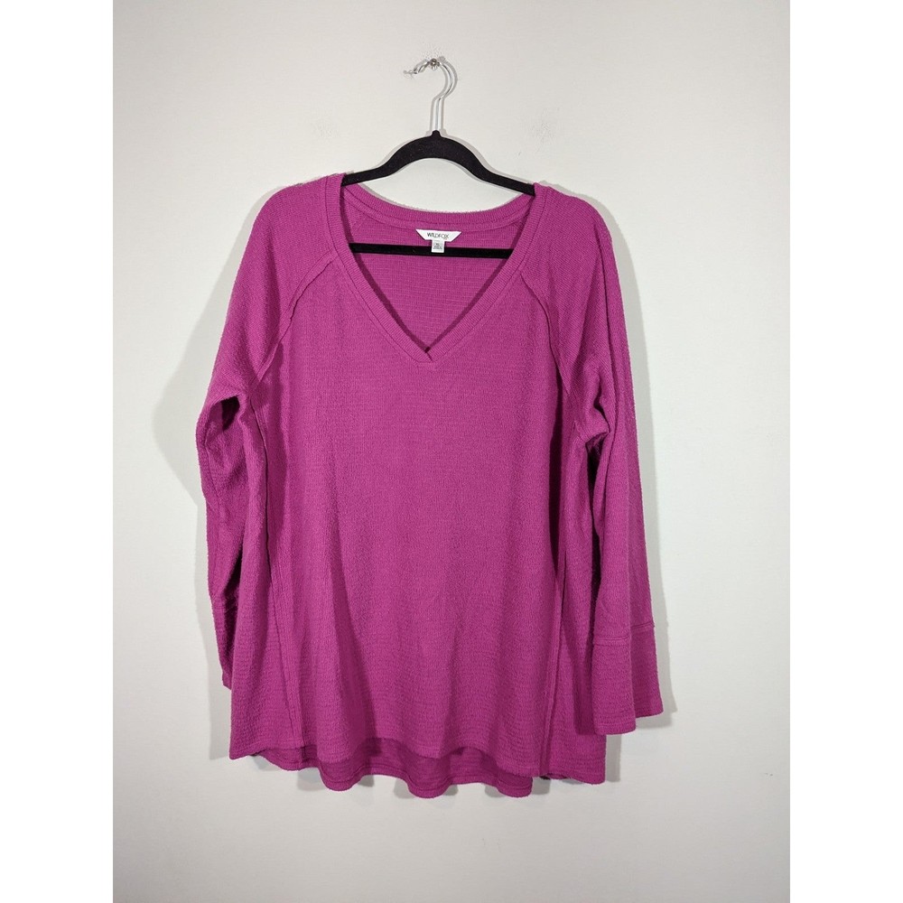 Wildfox Women Size XL Purple‎ Relaxed Thermal V Neck Lounge Top